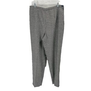 Vtg Talbots Wool Trouser Pants Houndstooth Black White Straight Leg High Rise 16